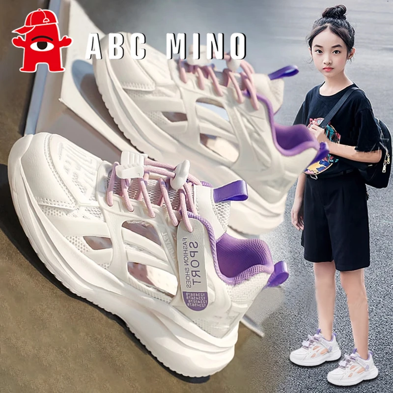 ABC MINO女童运动鞋夏季2025新款软底儿童单网鞋中大童防滑框子鞋
