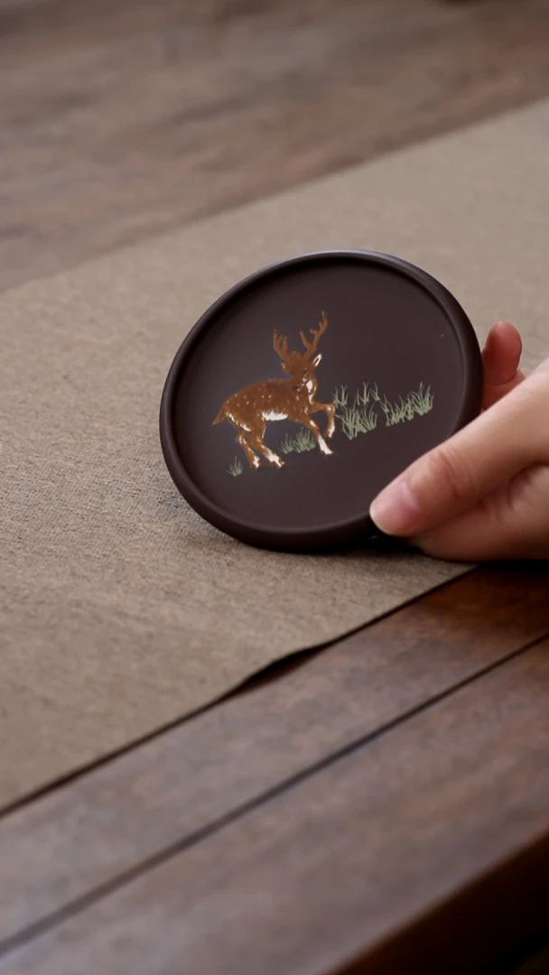 茶壶紫砂小鹿紫泥杯垫