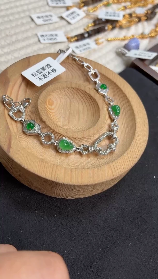 吊坠(不含链)银S925镶嵌翡翠手链