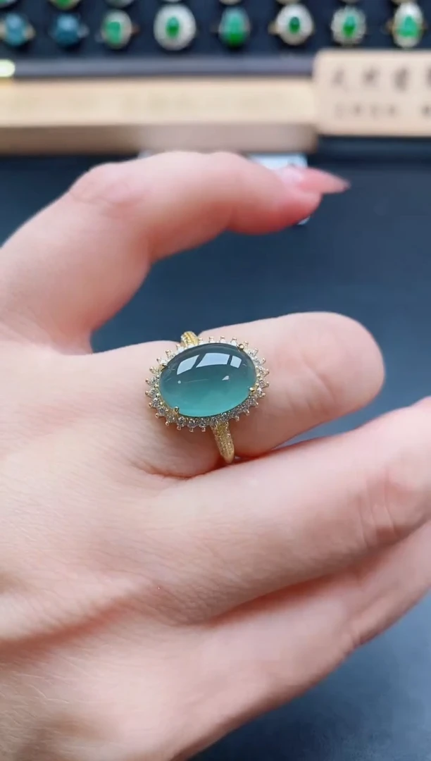 银S925镶嵌戒指翡翠1