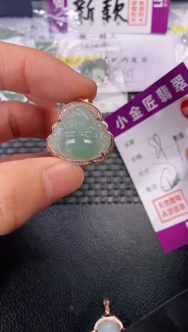 颈饰银S925镶嵌翡翠双**哥挂件