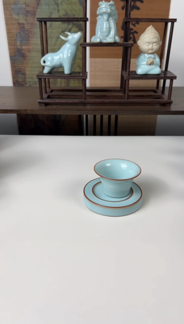 【闪购商品】杯珑匠天青圈足小马蹄+杯垫