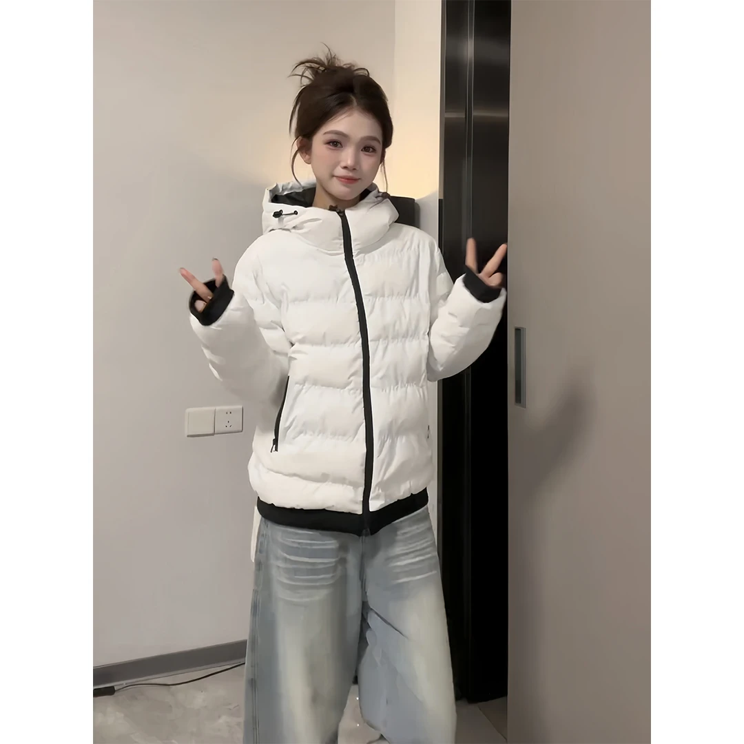 秋冬韩系保暖连帽棉服外套宽松时尚通勤风新款洋气百搭女装