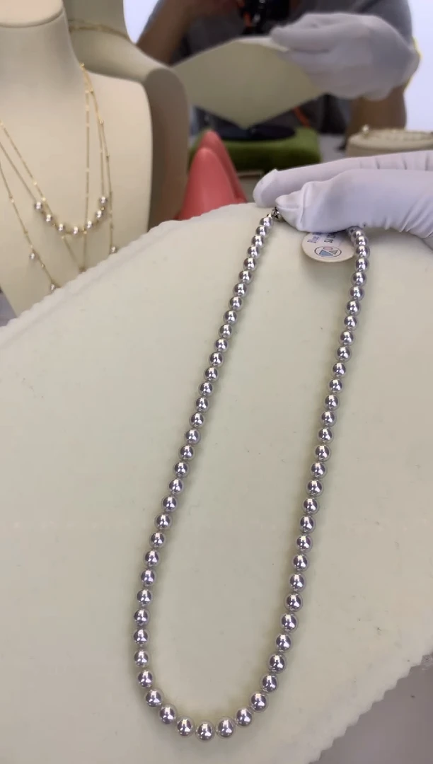 银S925镶嵌DA海水珍珠 GD009 5.5-6 真多麻rose串链带大证