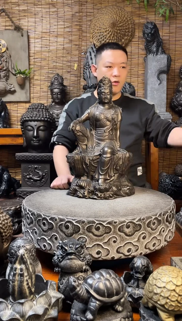 石材观自在天然青石雕刻