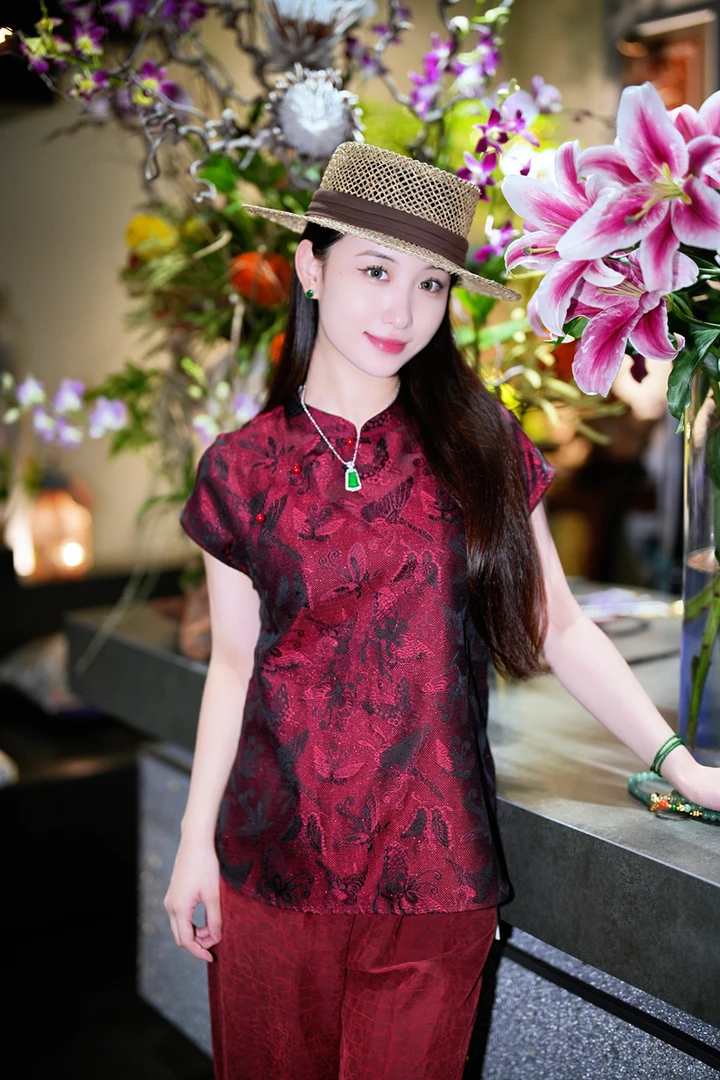 蓝大【苔上阶】桑蚕丝新中式无袖上衣5153