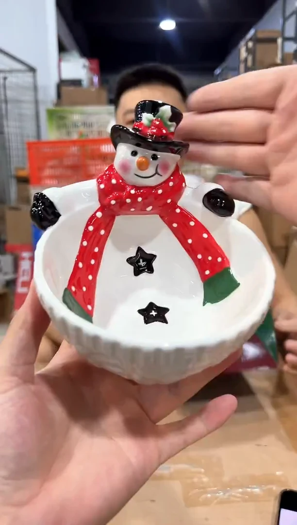 瓷片陶瓷原盒雪人碗