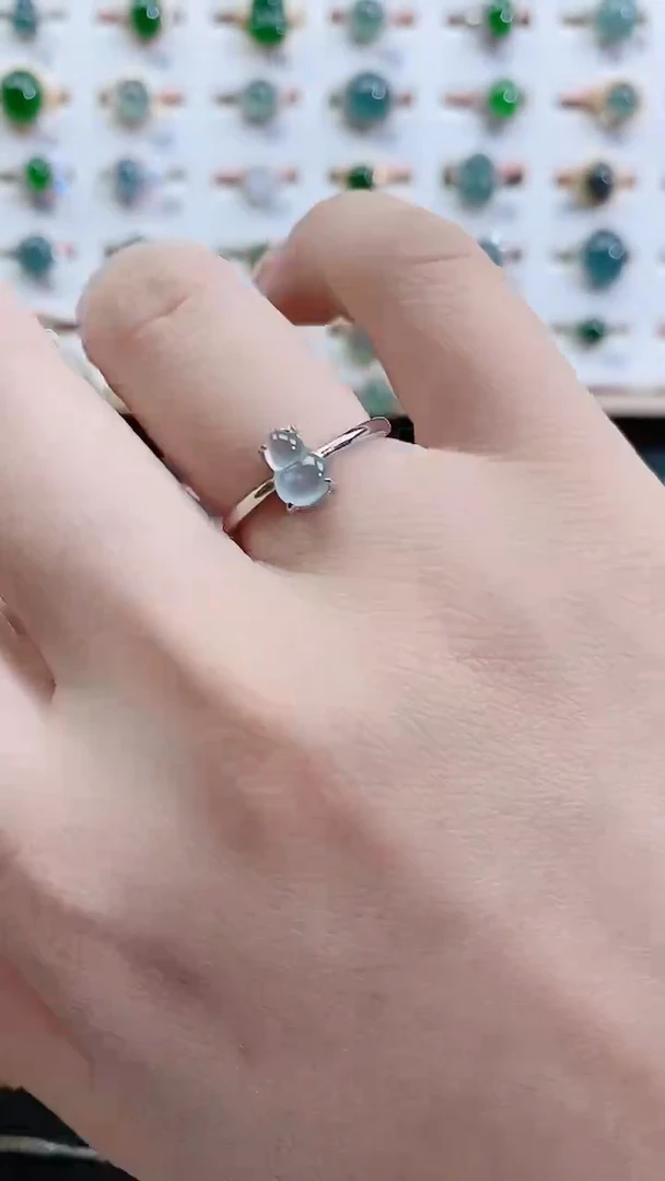 银S925镶嵌戒指翡翠天然翡翠