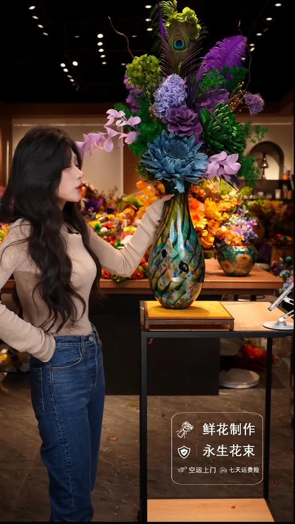 手工艺品琉璃手工花器花束空运包邮送货上门-以图片为准