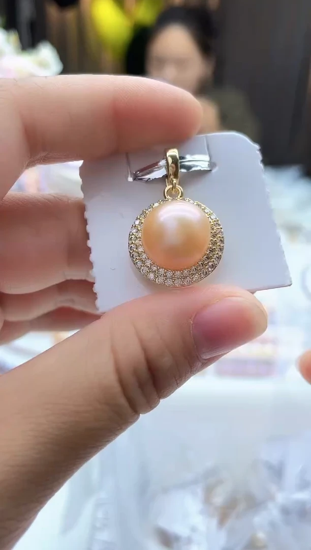 吊坠(不含链)未镶嵌淡水珍珠13mm+中国红万能扣吊坠