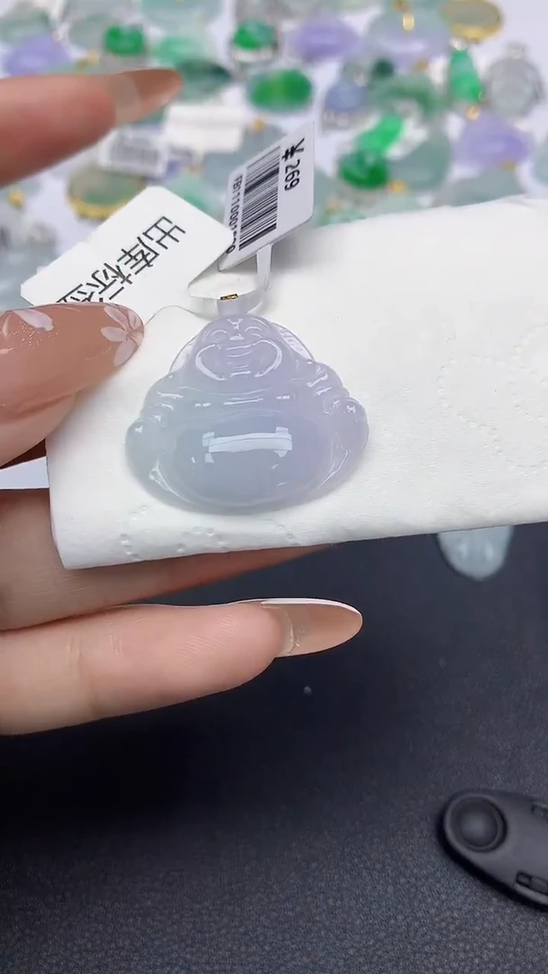 颈饰18K金镶嵌翡翠天然缅甸a货翡翠百元以上9元证书费自理