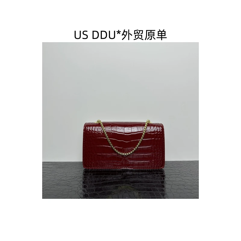 A102 红色蛇头小豆腐鳄鱼纹单肩斜挎包3816/H010