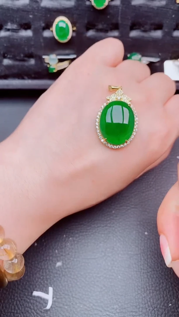 翡翠银S925镶嵌颈饰天然a货翡翠239