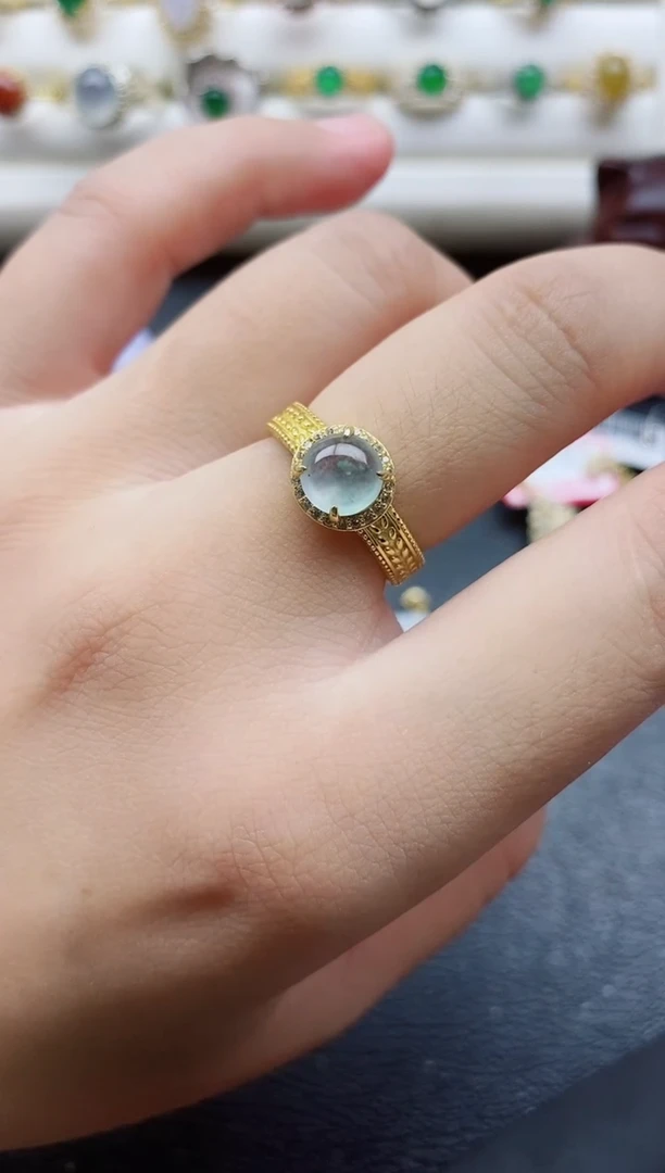 银S925镶嵌戒指翡翠1