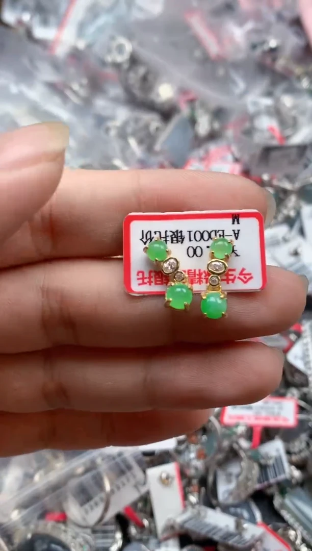 银S925镶嵌戒指翡翠天然A货缅甸翡翠