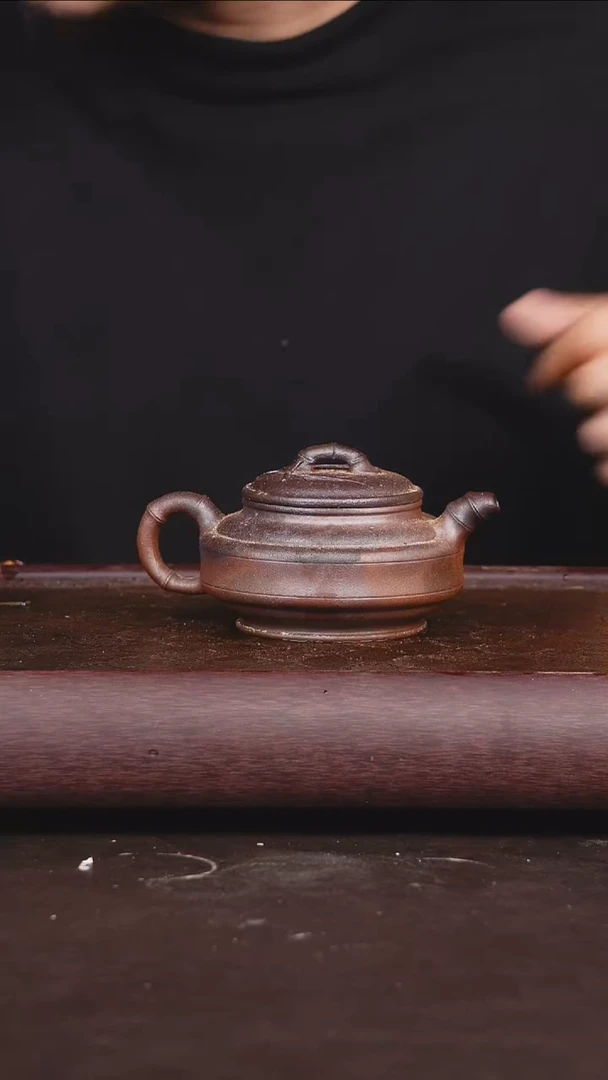 茶壶紫砂柴烧 微瑕双线竹鼓