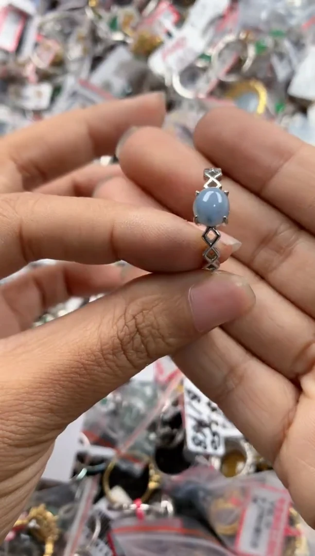 银S925镶嵌戒指翡翠14                4