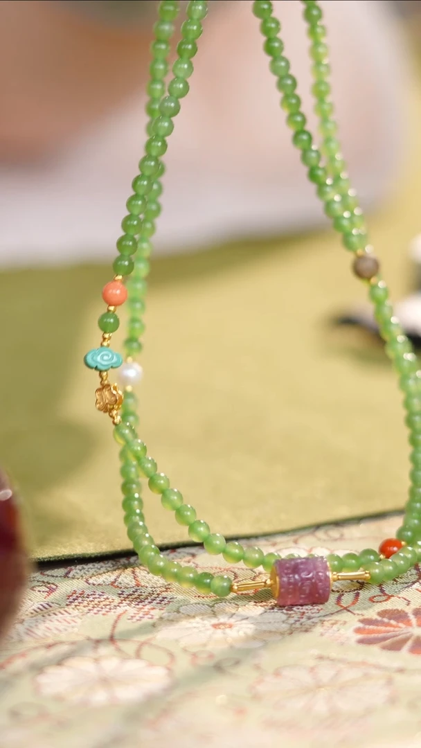 项链未镶嵌和田玉多宝串珠