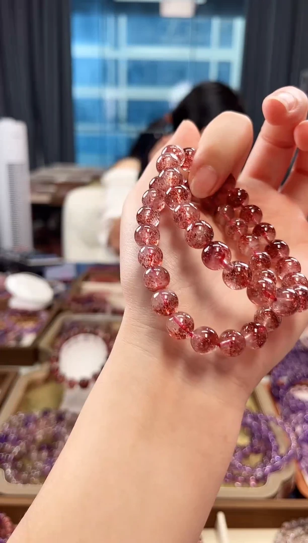 未镶嵌手串水晶金草莓超七单圈手串9mm【多样性发一】