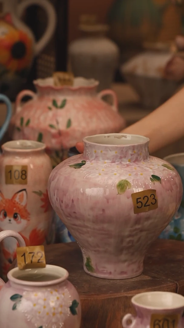 陶瓷523景德镇设计师手作花器摆件侘寂风