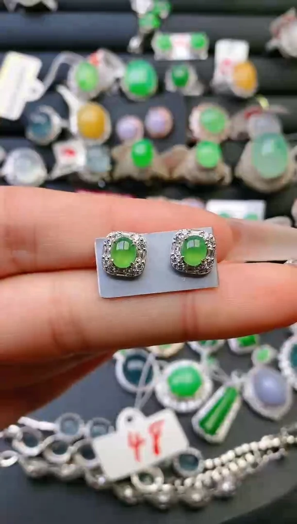 【闪购商品】翡翠戒指银S925镶嵌天然A货翡翠1