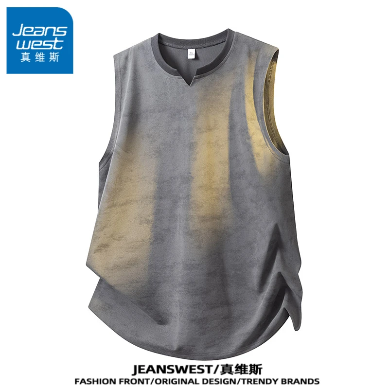 真维斯背心男夏季薄款宽松潮流迷彩无袖T恤男士宽松运动休闲上衣