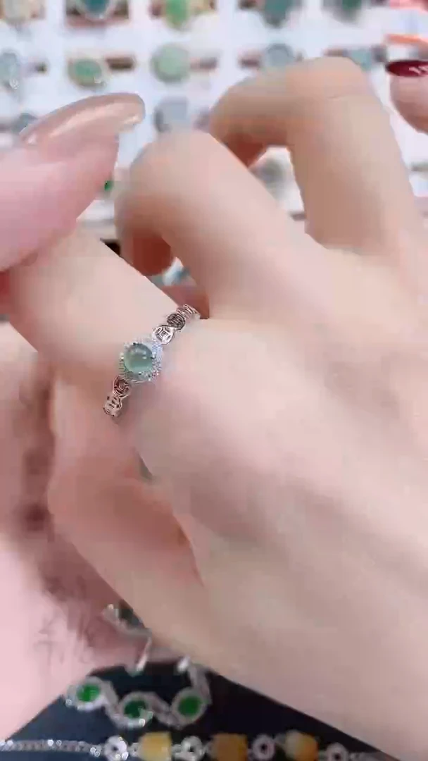 银S925镶嵌戒指翡翠天然翡翠