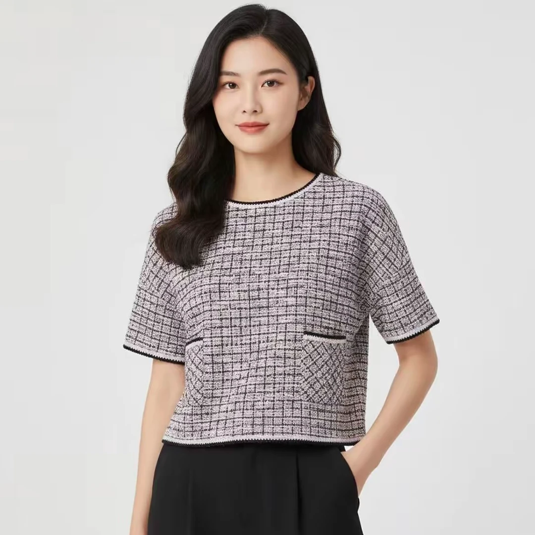 GIRDEAR/哥弟新款小香风设计感宽松百搭圆领气质上衣130133