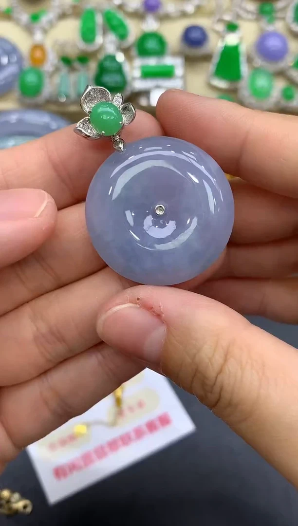 颈饰18K金镶嵌翡翠395-中国好珍宝