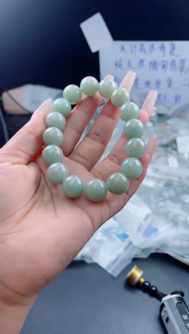 未镶嵌定制翡翠珠串13.6