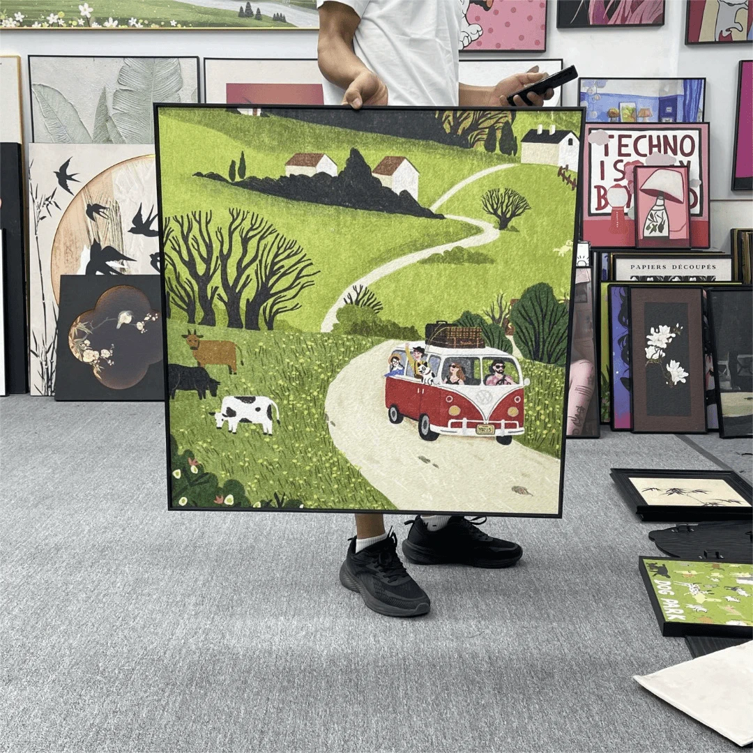 a30绿色抽象砂岩旅途美景装饰画适用于卧室餐厅客厅等场所