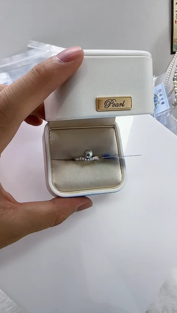 【闪购商品】海水珍珠DA银S925镶嵌c791 灰珠戒指6