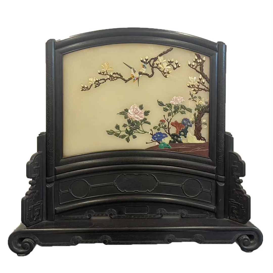 【邵氏红木】血檀小插屏