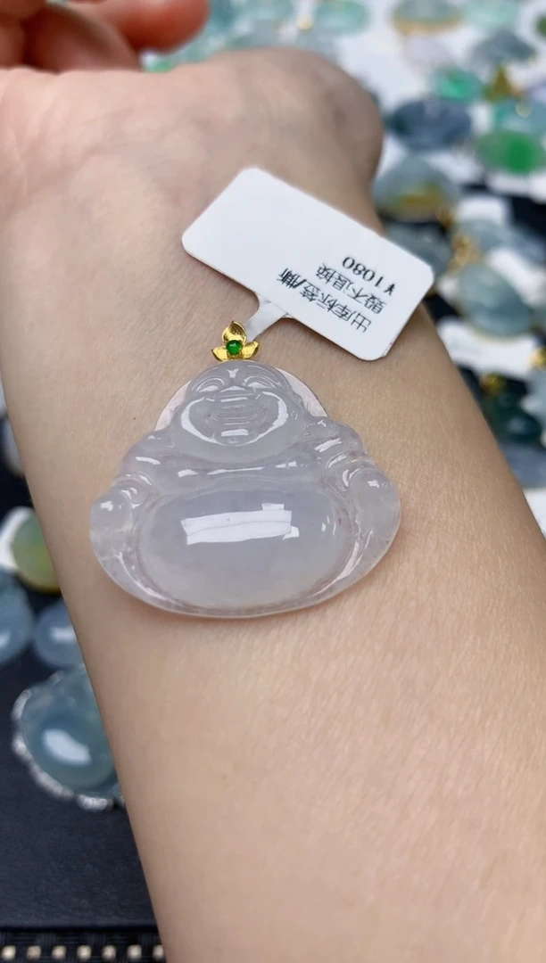 颈饰18K金镶嵌翡翠天然缅甸A货翡翠