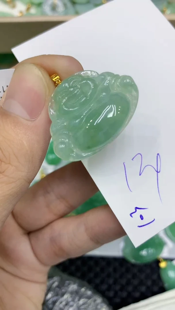 颈饰18K金镶嵌翡翠天然缅甸A货翡翠