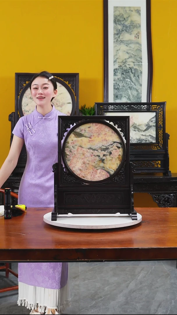 石材隆****店天然大理石画摆件