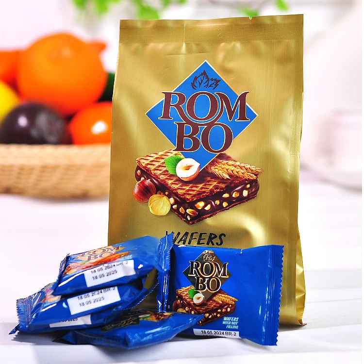 俄罗斯原装进口KDV碎榛仁夹心巧克力威化75g*1袋香酥脆美味零食