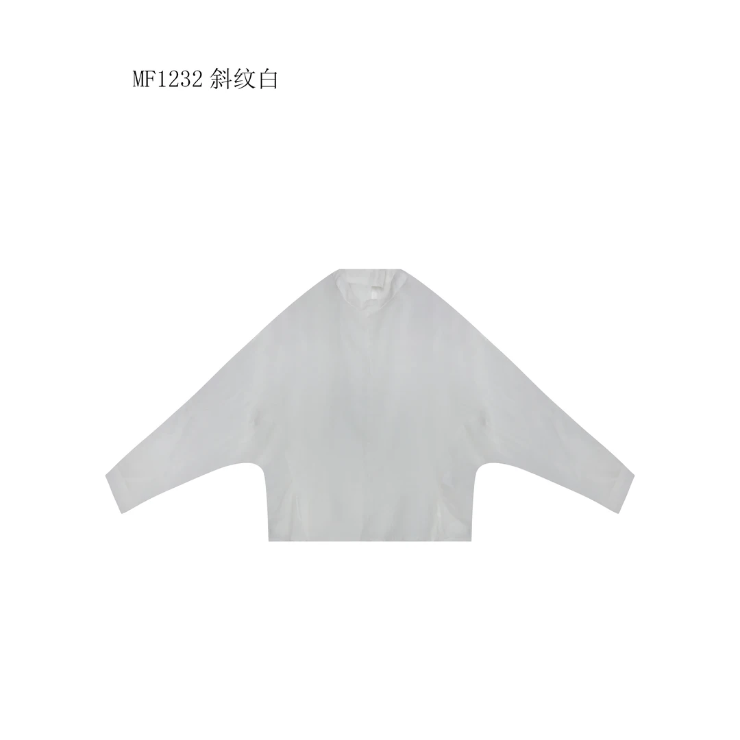 【麻訪家】MF1232斜纹白文艺简约气质时尚百搭长袖上衣
