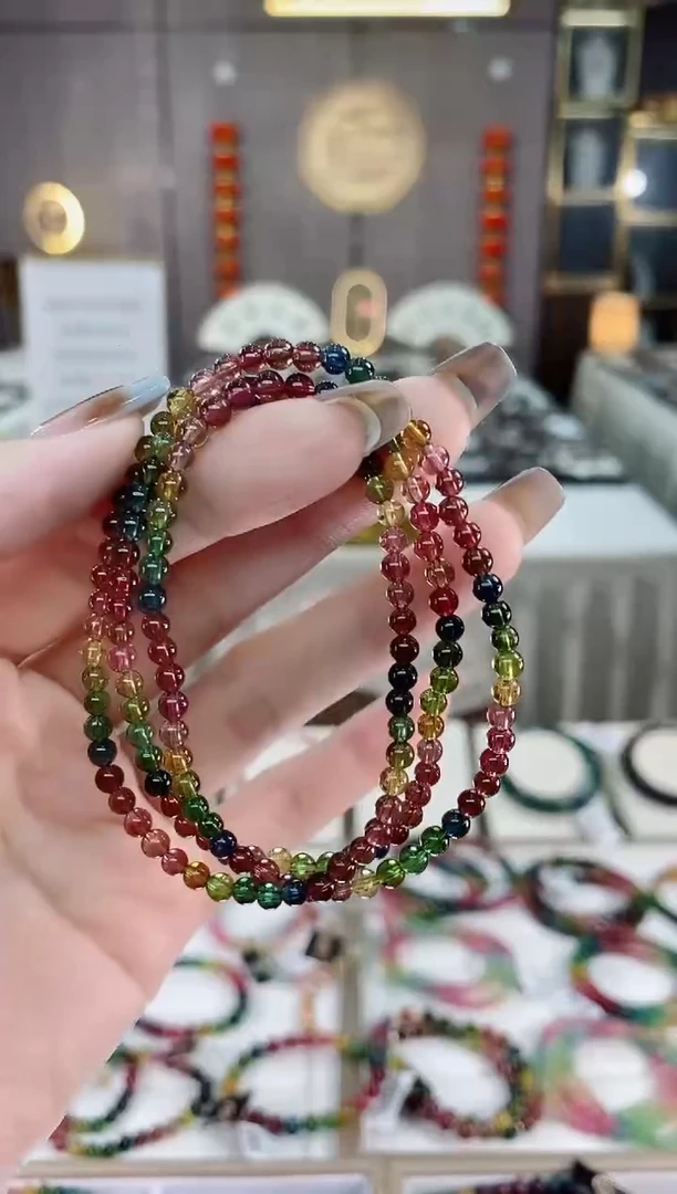 三圈手串3mm+未镶嵌碧玺dan多样性发货一条