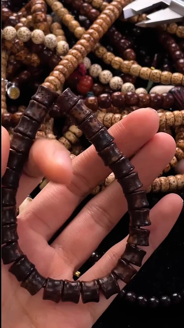 手串星月菩提精工级中珀竹节珠9*7手串