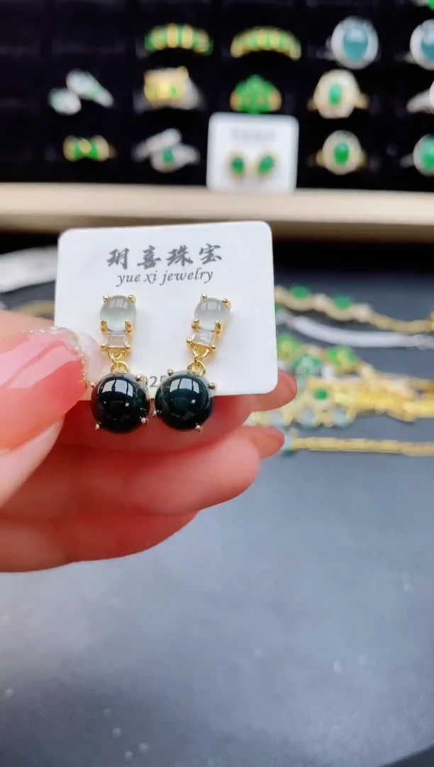 【闪购商品】翡翠耳饰银S925镶嵌1221