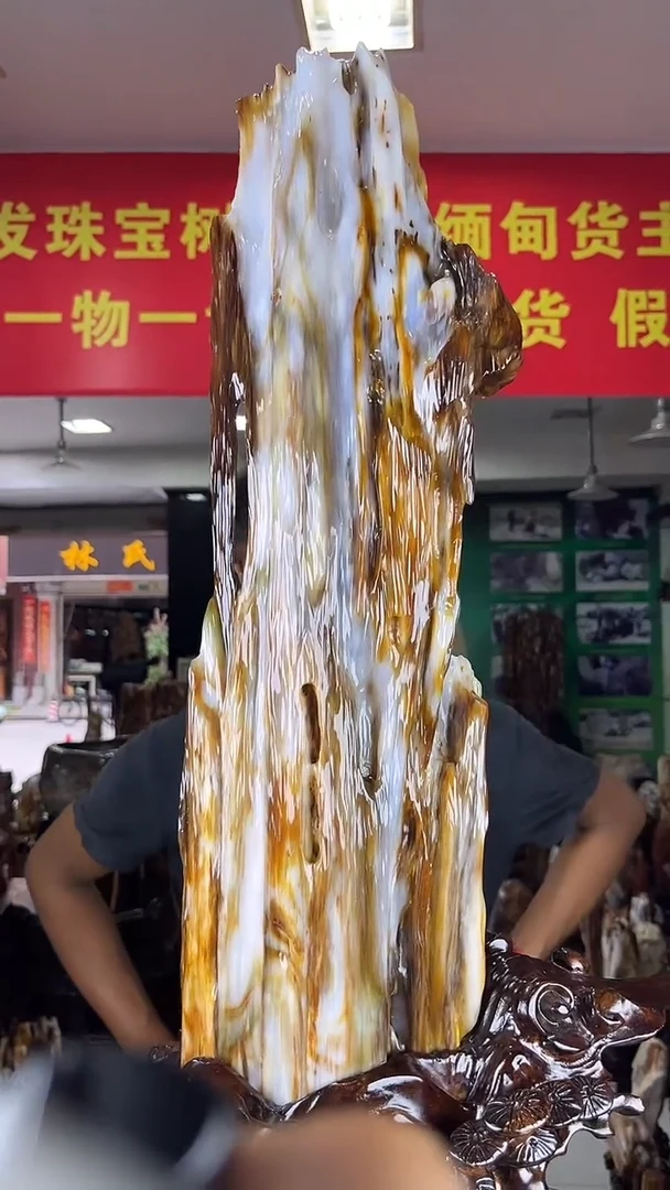 缅甸天然树化玉摆件
