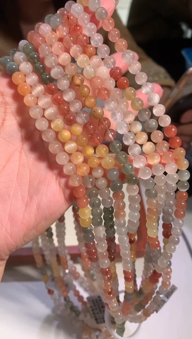 手链未镶嵌水晶6.8mm左右三圈彩兔毛手链多样性发其一
