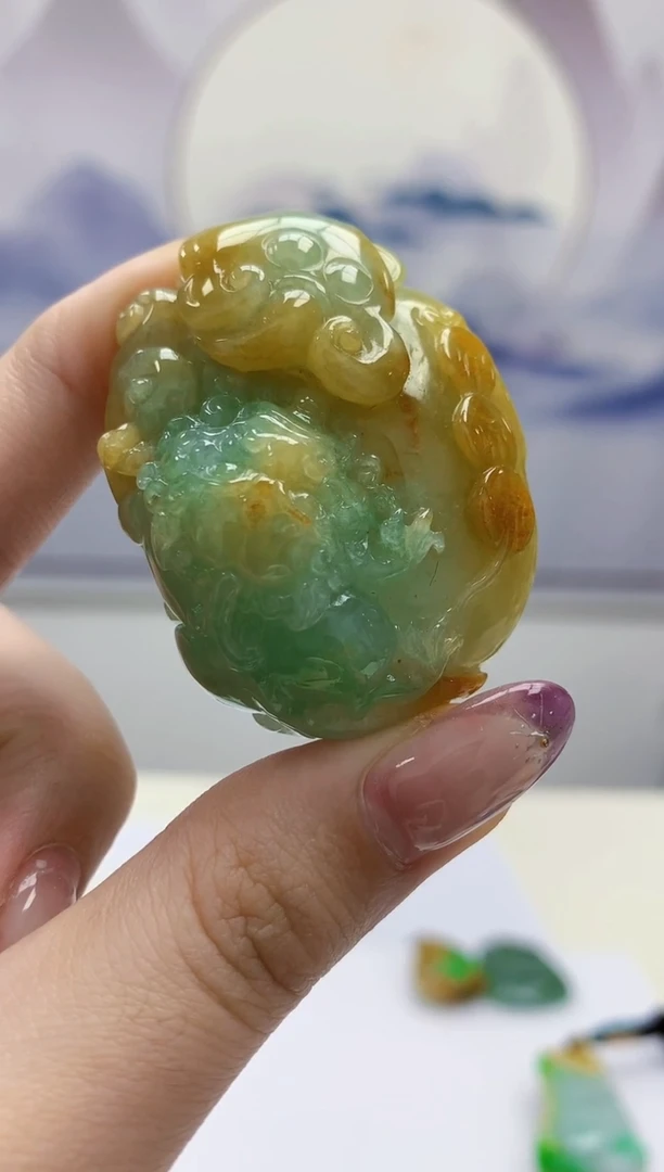 定制翡翠未镶嵌4902jw-毛货挂件67