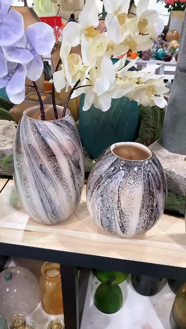 慕忆家手作琉璃花瓶瑕一对