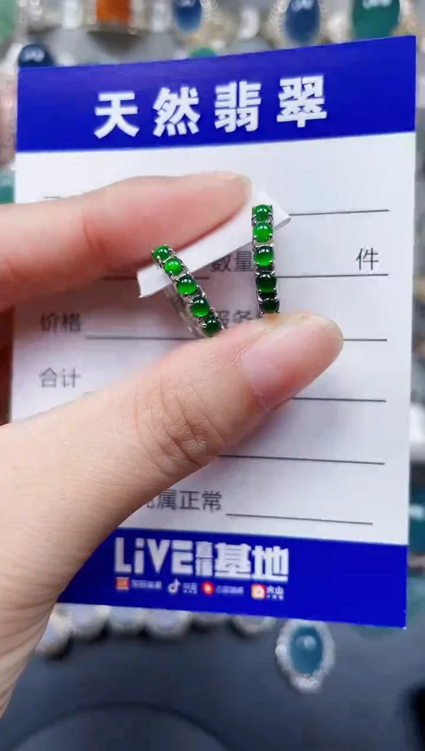 银S925镶嵌翡翠耳饰502