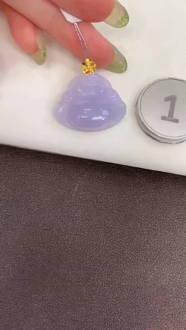 颈饰18K金镶嵌翡翠天然缅甸a货翡翠