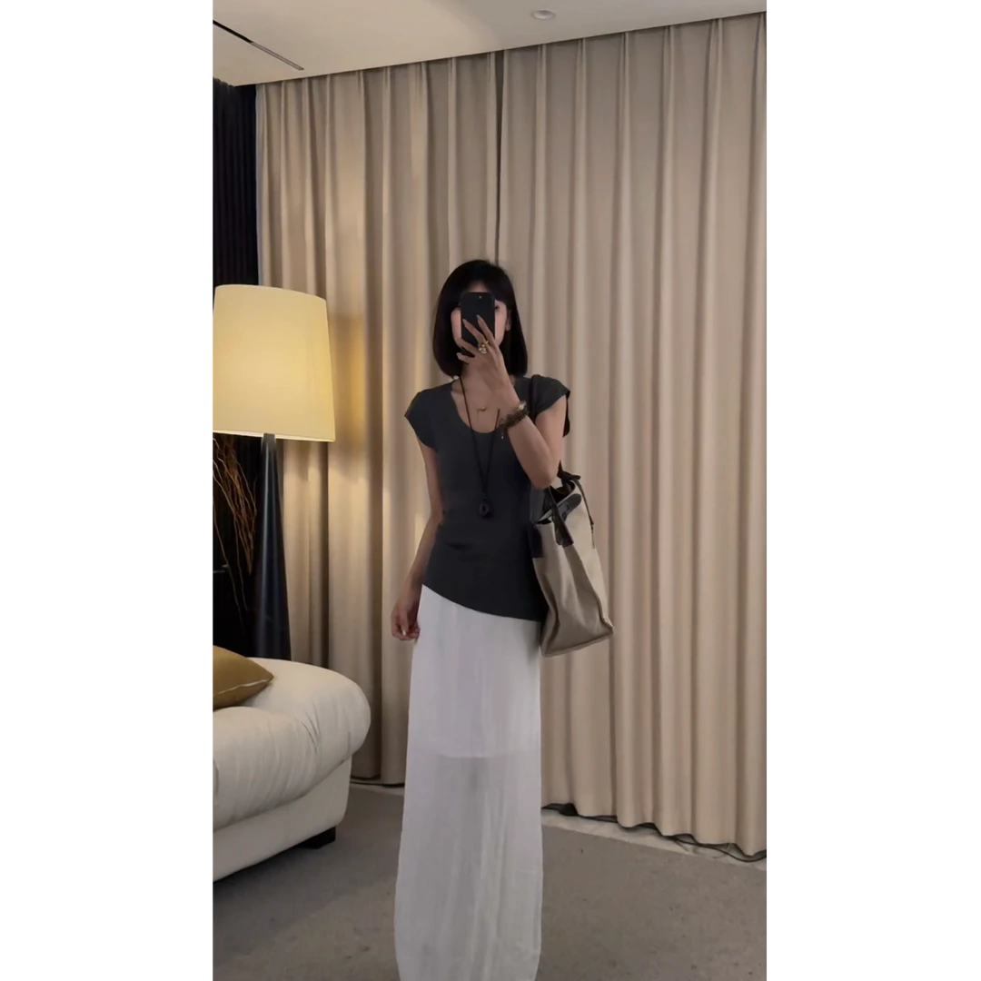 【ZZ严选】71681老钱风法式气质无袖小飞袖针织衫女修身显瘦上衣夏