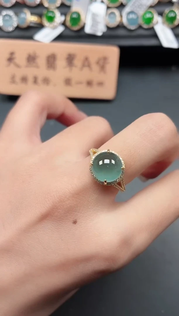 银S925镶嵌戒指翡翠1