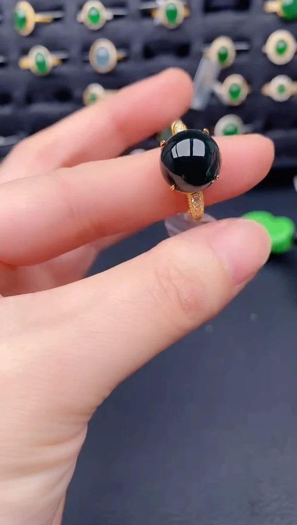 银S925镶嵌戒指翡翠天然a货翡翠117